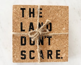 The Land Don't Scare - Cleveland Cork Coaster Set (Square)