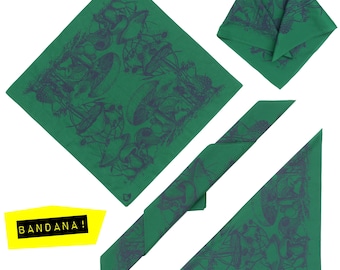 Bandana - Mushrooms - Hand Pulled Screen Printed Textiles