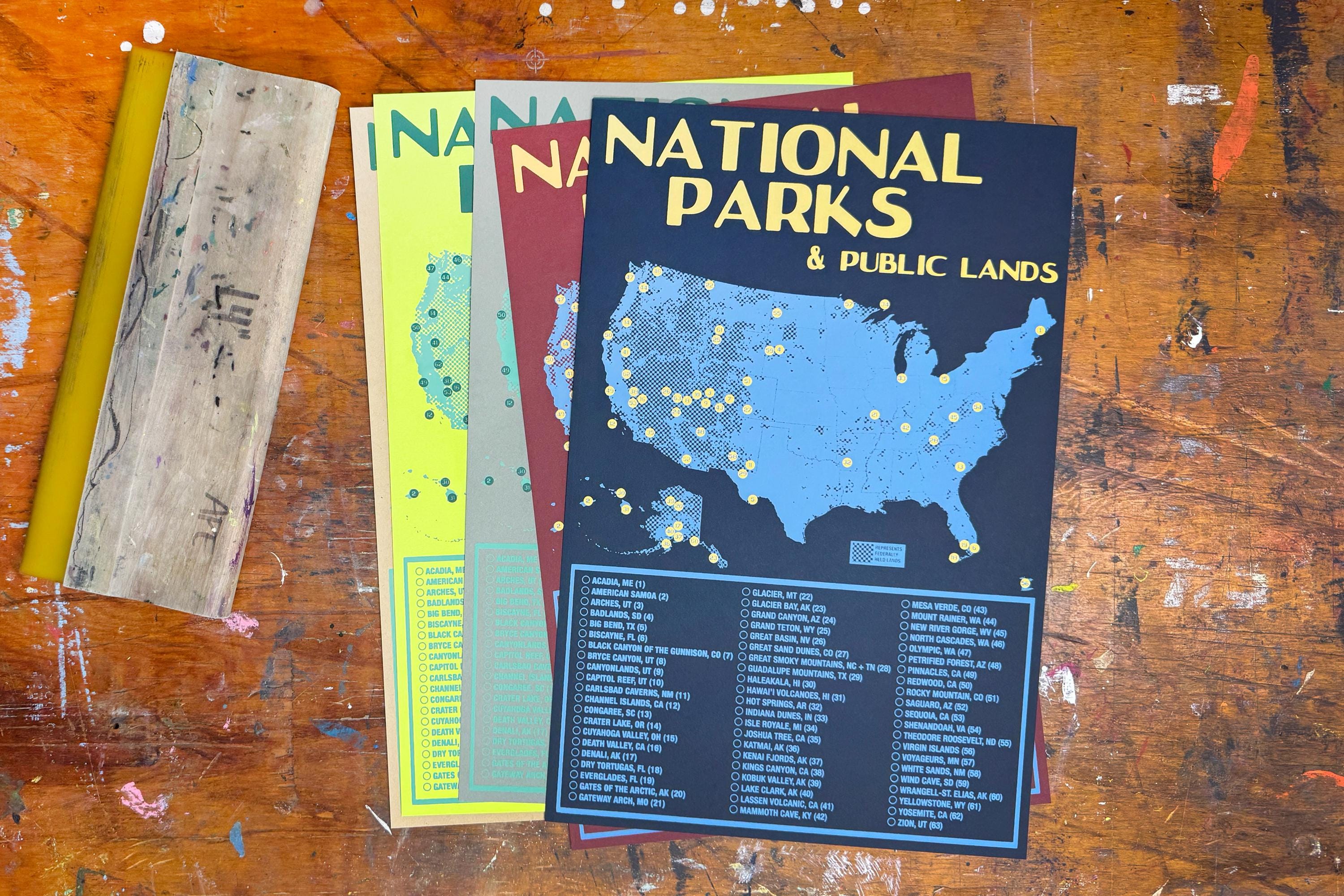 National Parks + Public Lands Posters - Map + Checklist of U.S ...