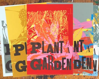 Planta un jardín (monoimpresión serigráfica + tipografía)