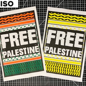 Palestine Posters: Ceasefire Now Forever / Free Palestine Hand Pulled Screen Print Riso 100% Donated to PCRF image 4