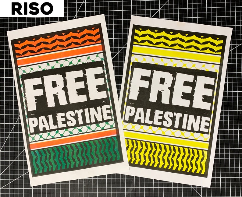 Palestine Posters: Ceasefire Now Forever / Free Palestine Hand Pulled Screen Print Riso 100% Donated to PCRF image 4