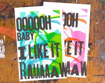 Ooooh Baby, me gusta crudo (monoimpresión/risografía + tipografía)
