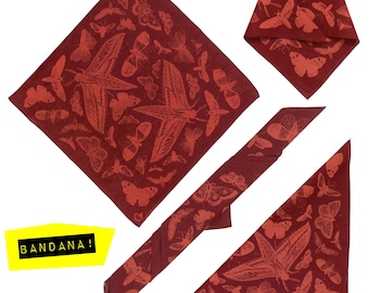 Bandana - Moths and Butterflies - Hand Pulled Screen Printed Textiles