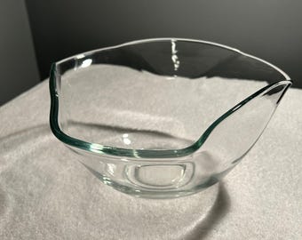 Vintage Mid-Century Anchor Hocking Wavy Fluted Glass Punch Bowl Set.