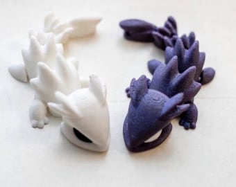 3D Printed Mini Articulated Dragon – Flexible Fidget Toy – Minimalist dragon