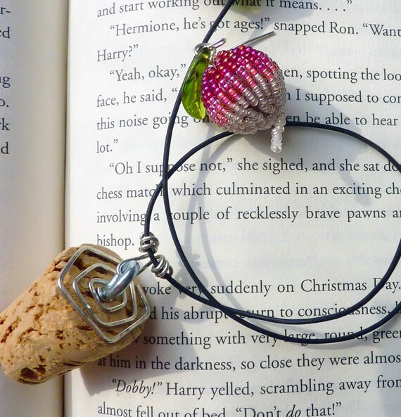 Items similar to Luna's Cork Necklace and Radish Earring Set Unique