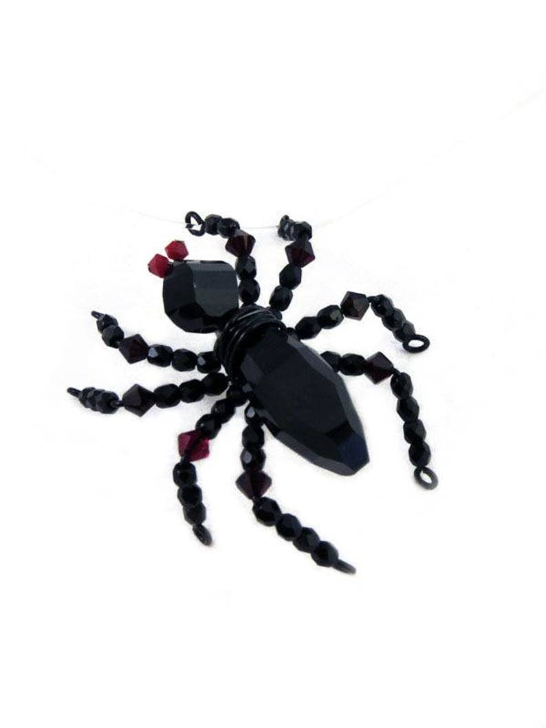 Spider On Your Neck-lace Creepy Halloween Crystal Spider Necklace by Weirdly Cute Jewelry image 2