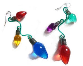 Quirky Christmas Lights Earrings - Ugly Sweater Accessory