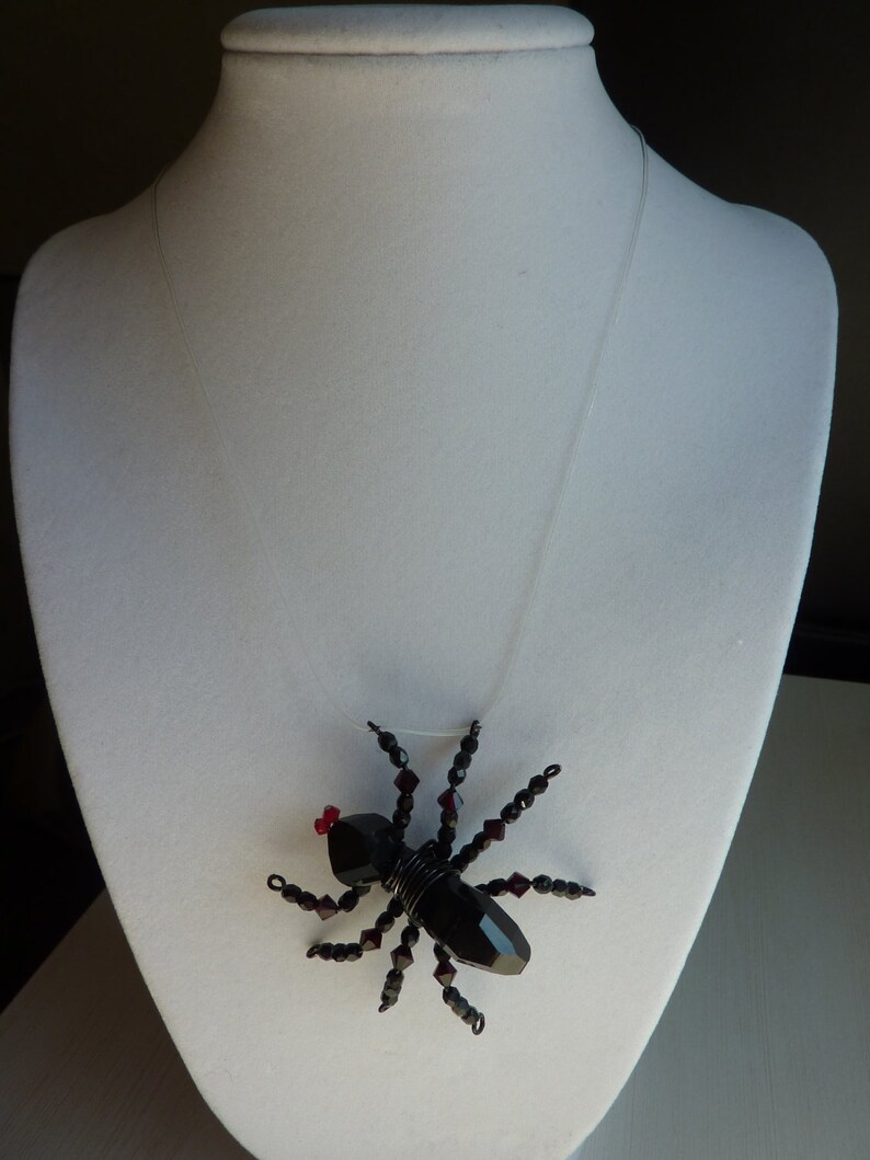 Spider On Your Neck-lace Creepy Halloween Crystal Spider Necklace by Weirdly Cute Jewelry image 5