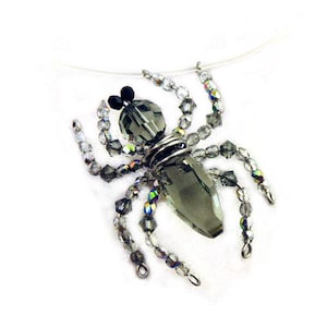 Spider On Your Neck-lace Creepy Halloween Crystal Spider Necklace by Weirdly Cute Jewelry image 1