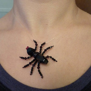 Spider On Your Neck-lace Creepy Halloween Crystal Spider Necklace by Weirdly Cute Jewelry image 3