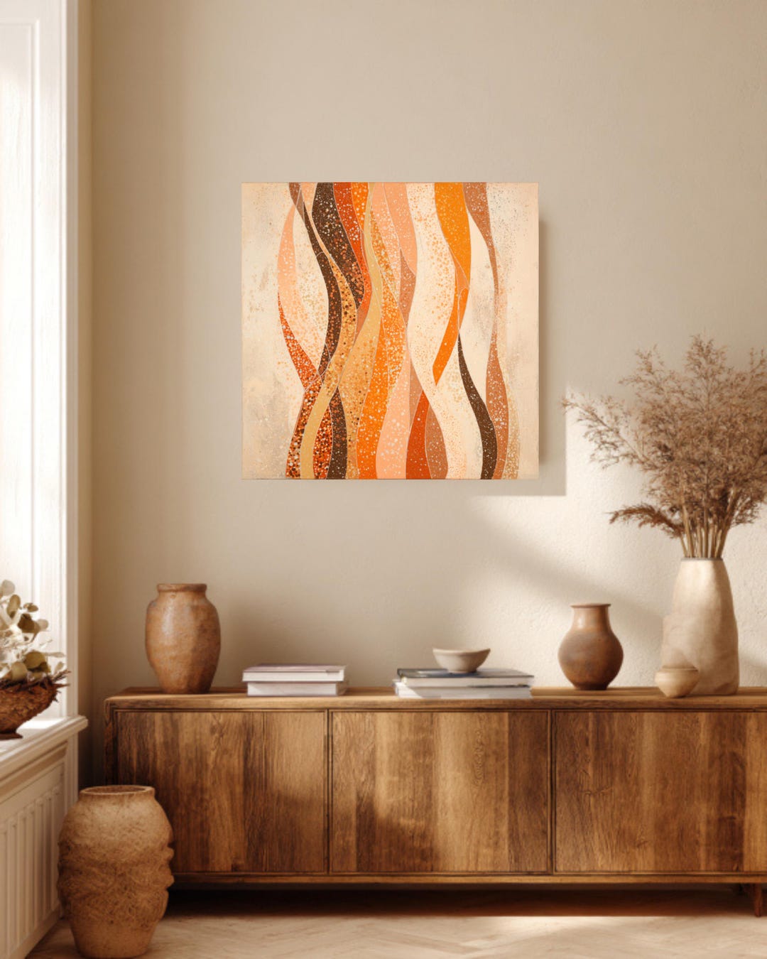 Minimalist Light Beige Abstract Canvas Art Japandi Textured Wall Decor ...
