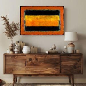 Color Field Abstract Art Orange Yellow Black Poster Textured Minimalist Print Modern Expressionist Decor Moody Statement Wall Art Piece
