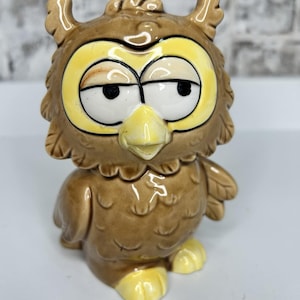 Vintage Kitsch Cameron Sons LTD Ceramic Mr. Owl Piggy Bank, Cartoon Bank, Animal Bank, Child Bank, Kitsch Decor, Shelf Sitter, 1970s