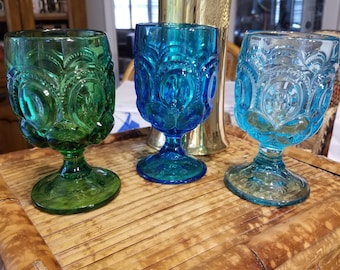 Moon & Star Ice Blue Glass 6” Goblets Wine Glass - Etsy