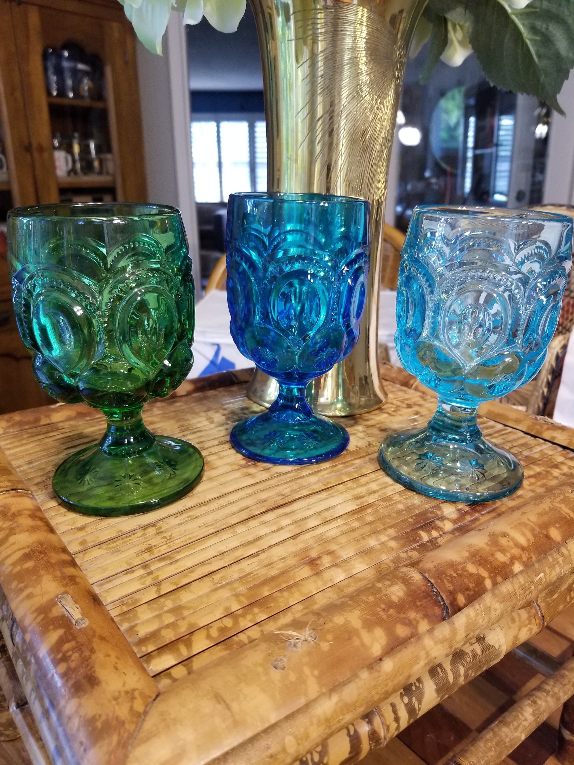 L.e. Smith Moon and Stars Blue Drink Glass - Etsy