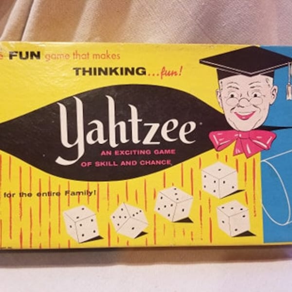 Vintage Retro Boho Mid Century 1956, 1961 Yahtzee Game from E.S. Lowe Company Inc