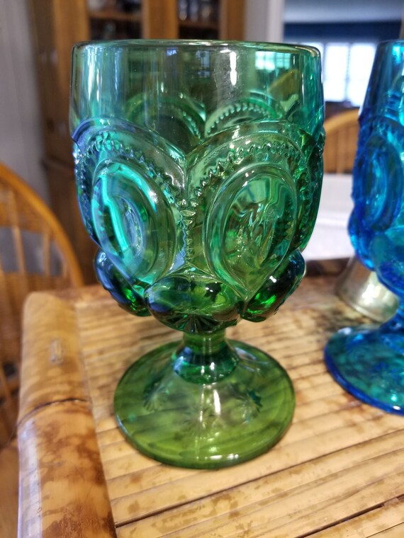Vintage Moon and Stars Goblet: LG Wright Green or LE Smith Teal - Etsy