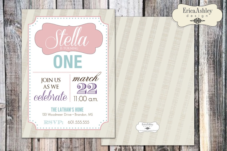 Envelopes Included Professionally printed Birthday Party Invitation Digital File Version Available 5 X 7