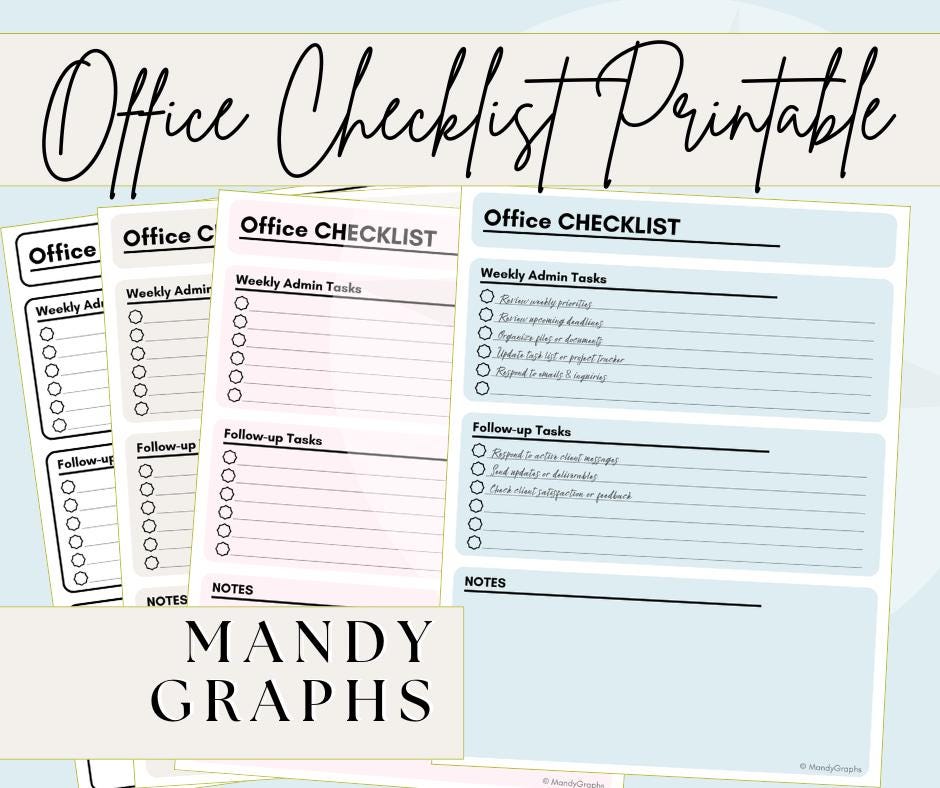 Small Business Weekly Admin Checklist - Printable Office Organization ...