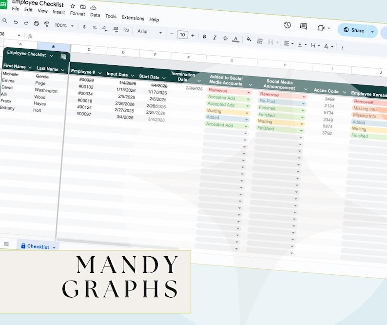 Employee Checklist Template - Google Sheets Employee Onboarding Tracker ...