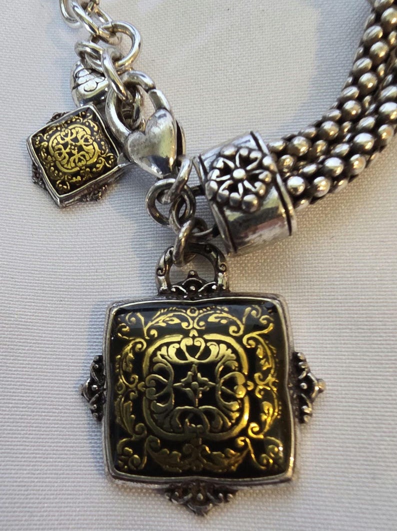 Brighton Two Tone Jewelry Set Necklace Bracelet Earrings Filigree Charm image 7