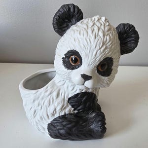 Vintage Panda Planter Ceramic Succulent Pot Animal Plant Holder Decor