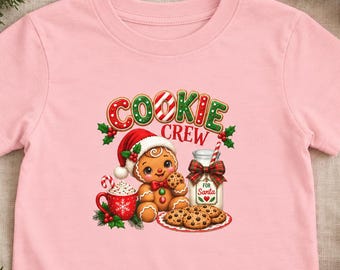 Cookie Crew Christmas Shirt for Kids, Gingerbread Toddler Tee, Milk and Cookies Outfit