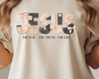 Koszulka z Jezusem dla kobiet i mężczyzn, koszulka chrześcijańska, minimalistyczna koszulka z wiarą, prezent religijny, neutralna koszulka z grafiką