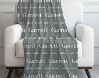 Personalized Baby Name Grey Blanket, Custom Name Blanket, Graduation Gift, Coming Home Gift for Boy or Girl, Gray Blanket