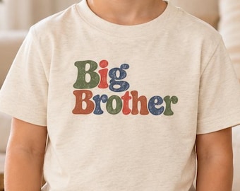 Big Brother Toddler Shirt, Retro Sibling Announcement Tee, Boys Pregnancy Reveal Shirt