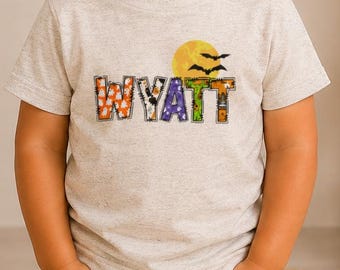 Personalized Infant and Toddler Halloween Shirt, Custom Name Kids Tee for Boys and Girls