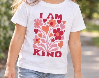 Retro Kindness Toddler Shirt, I Am Kind Floral Graphic Tee