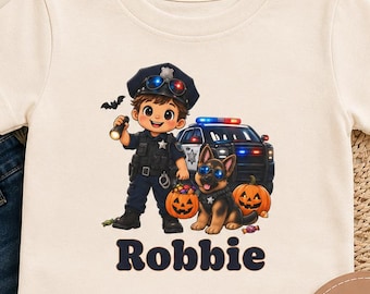 Personalized Boy Halloween Shirt, Toddler Police Name Tee