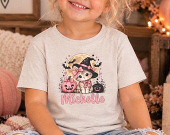 Personalized Witch Shirt for Toddler Girls, Custom Name Halloween Tee
