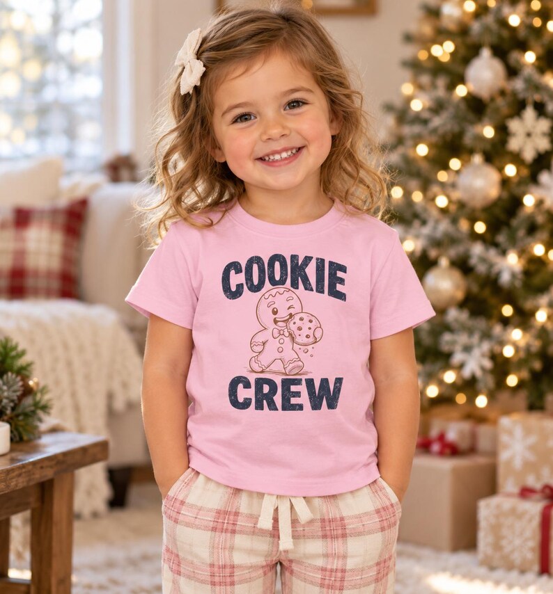 Cookie Crew Toddler Shirt, Retro Gingerbread Design image 2