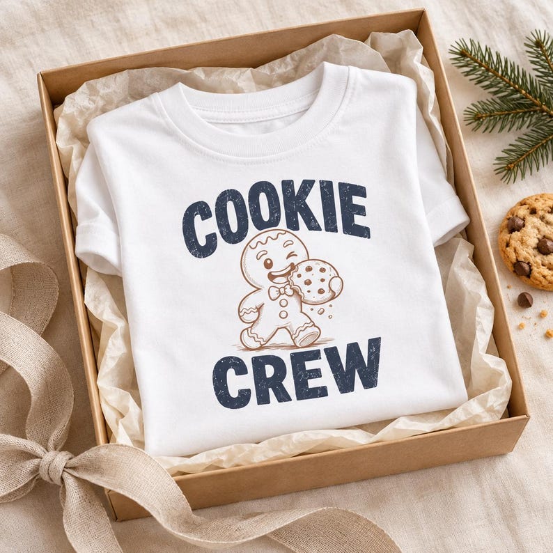 Cookie Crew Toddler Shirt, Retro Gingerbread Design image 4