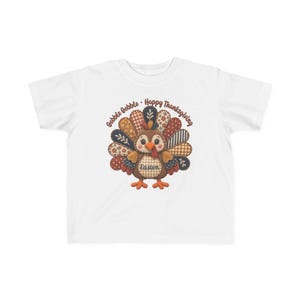 Personalized Quilted Turkey Thanksgiving Shirt, Custom Name Patch Tee (Infant/Toddler) image 9
