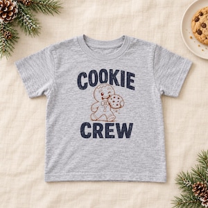 Cookie Crew Toddler Shirt, Retro Gingerbread Design image 3