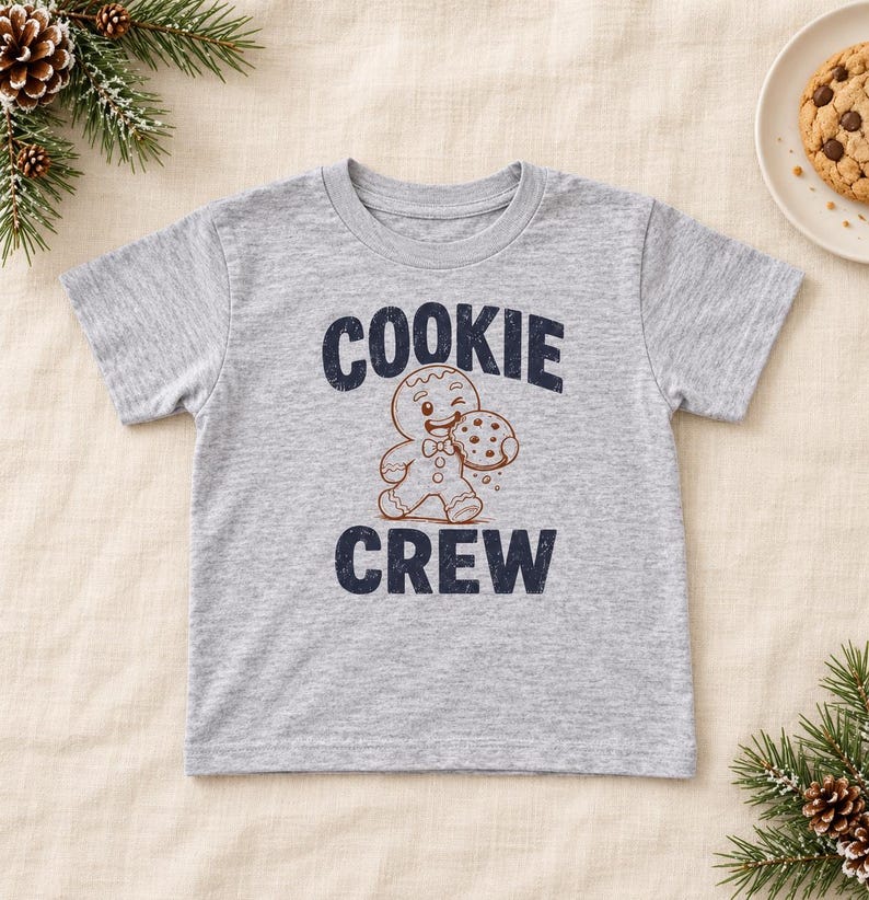 Cookie Crew Toddler Shirt, Retro Gingerbread Design image 3