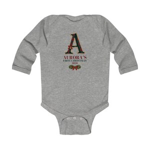 Personalized Baby First Christmas Bodysuit, Plaid Initial & Name image 5