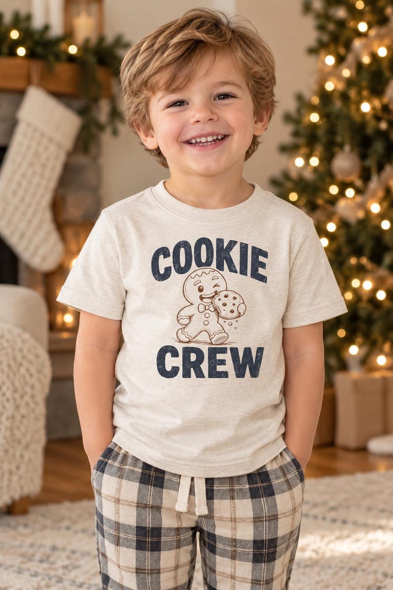 Cookie Crew Toddler Shirt, Retro Gingerbread Design image 1