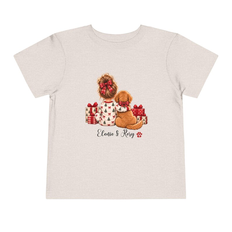 Personalized Toddler Christmas Shirt, Girl and Dog Holiday Tee, Custom Name Christmas Gift, Matching Pet Lover Shirt image 10