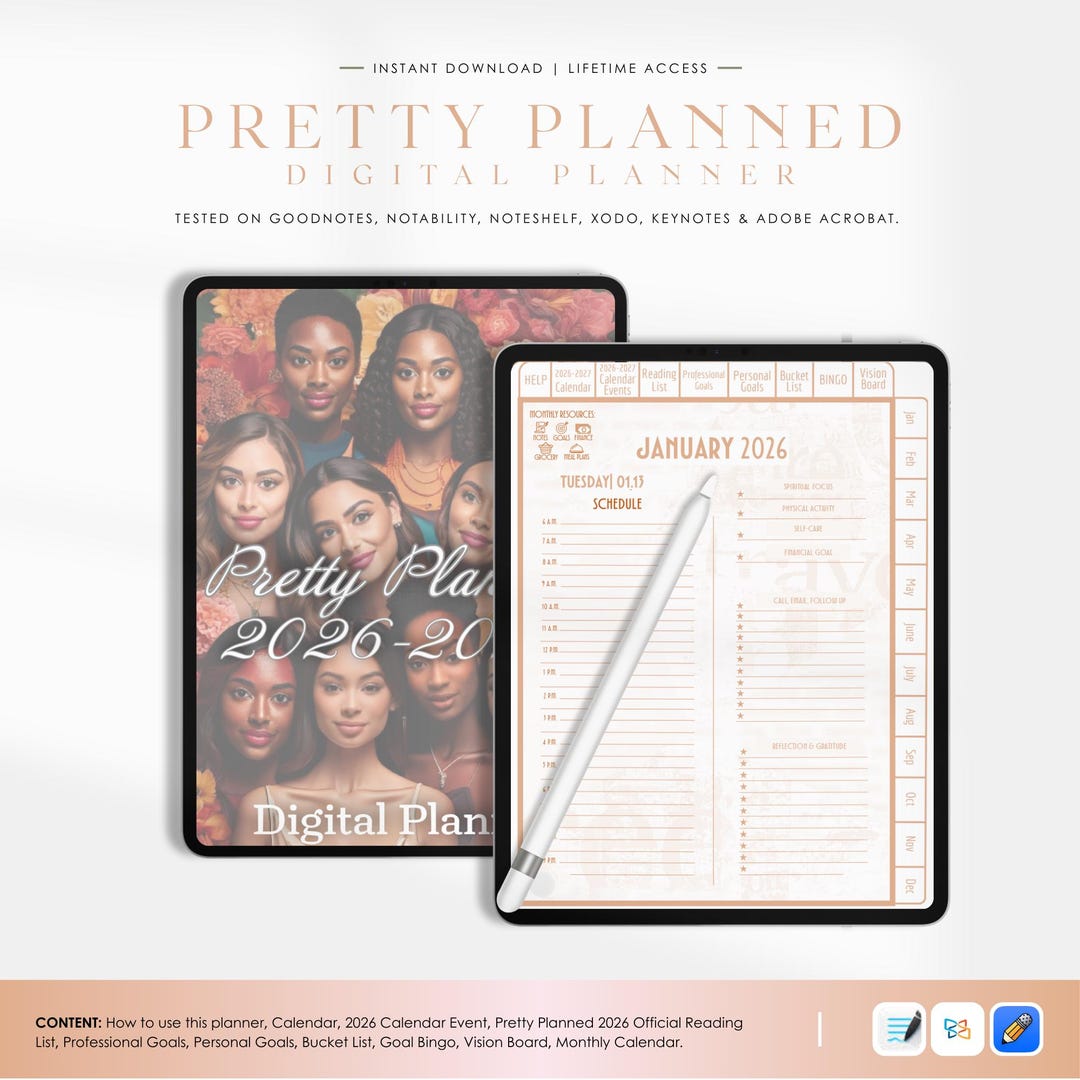 2026-2027 Digital Planner for Women, Reading List, iPad Planner PDF ...