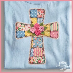 Patchwork Floral Cross PNG, Easter Christian Faith Design (Digital Download)