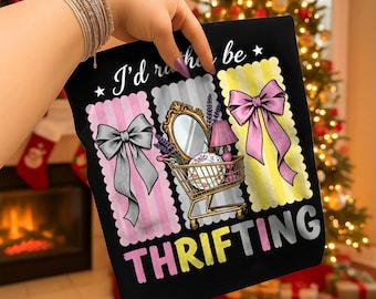 I’d Rather Be Thrifting PNG, Cute Thrift Cart Quote, Thrift Aesthetic Shirt Design, Vintage Shopping Lover Coquette, Boutique Digital