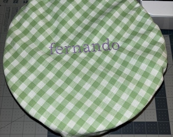 Personalized Gingham Sourdough Bowl Cover, Bread Bonnet Fits 9-12 Inch Bowls