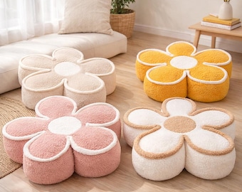 Plush Flower Cushion, Sculptural 3D Sunflower Pillow, Soft Sofa Decor (50cm, 60cm)