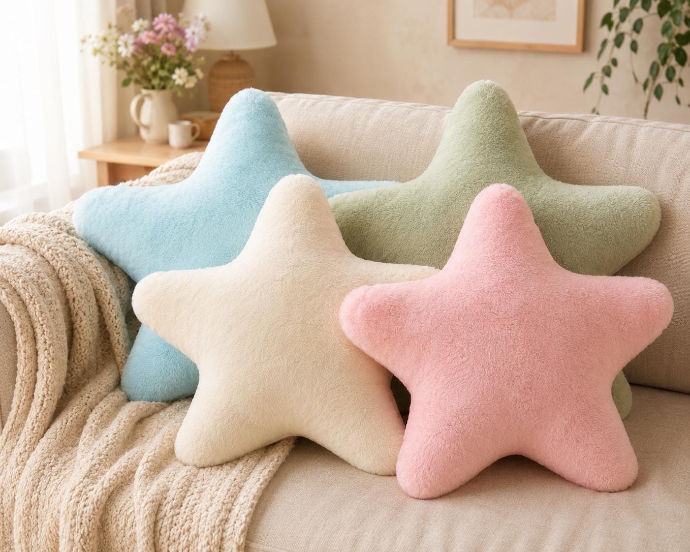 おばあちゃんのハンドメイド星型パッチワーククッションカバー　インテリアマット 星のクッションカバー - Etsy 日本